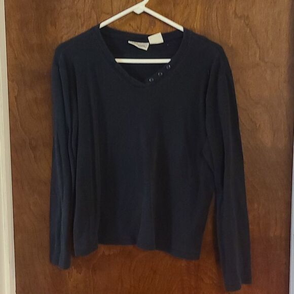 Large Basic Editions Black Long Sleeve Top - Picture 1 of 3